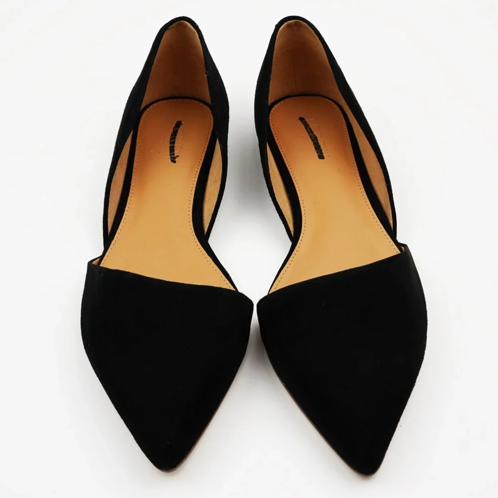 New JCREW Zoe Suede d'Orsay Flats in Black - Picture 3 of 6